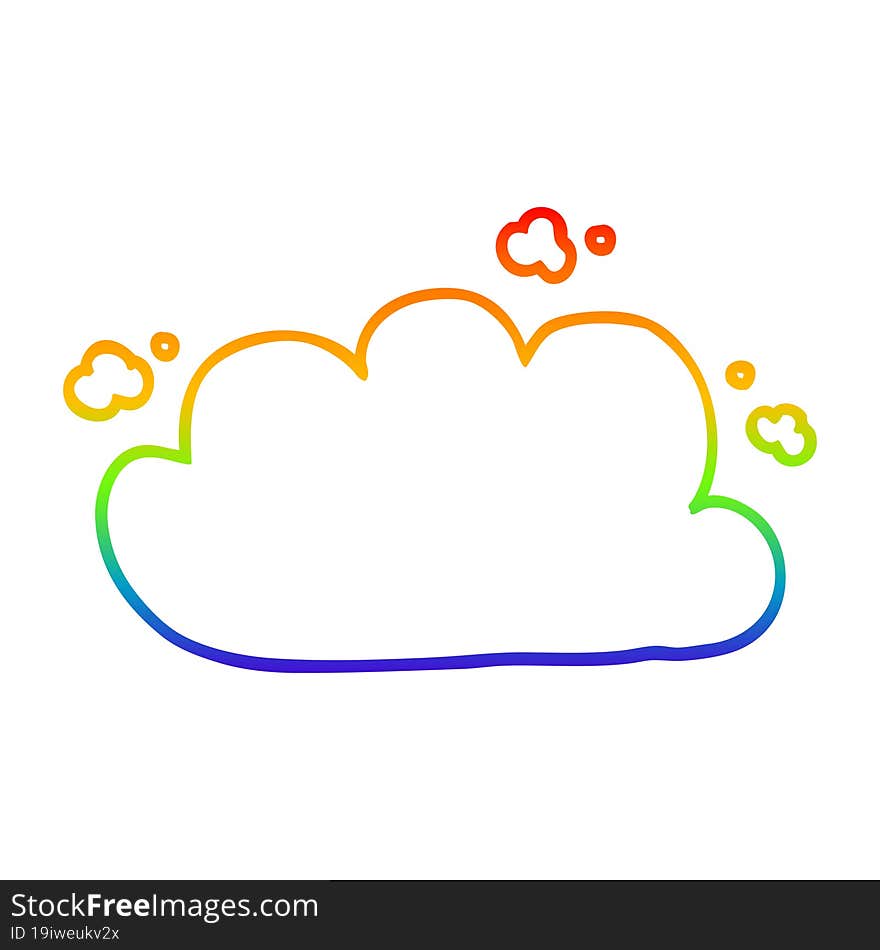 rainbow gradient line drawing of a cartoon white cloud