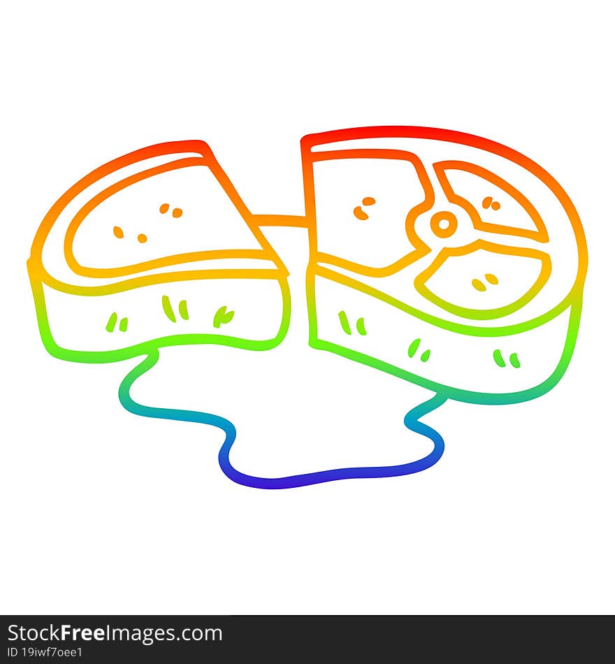 rainbow gradient line drawing of a cartoon rare steak