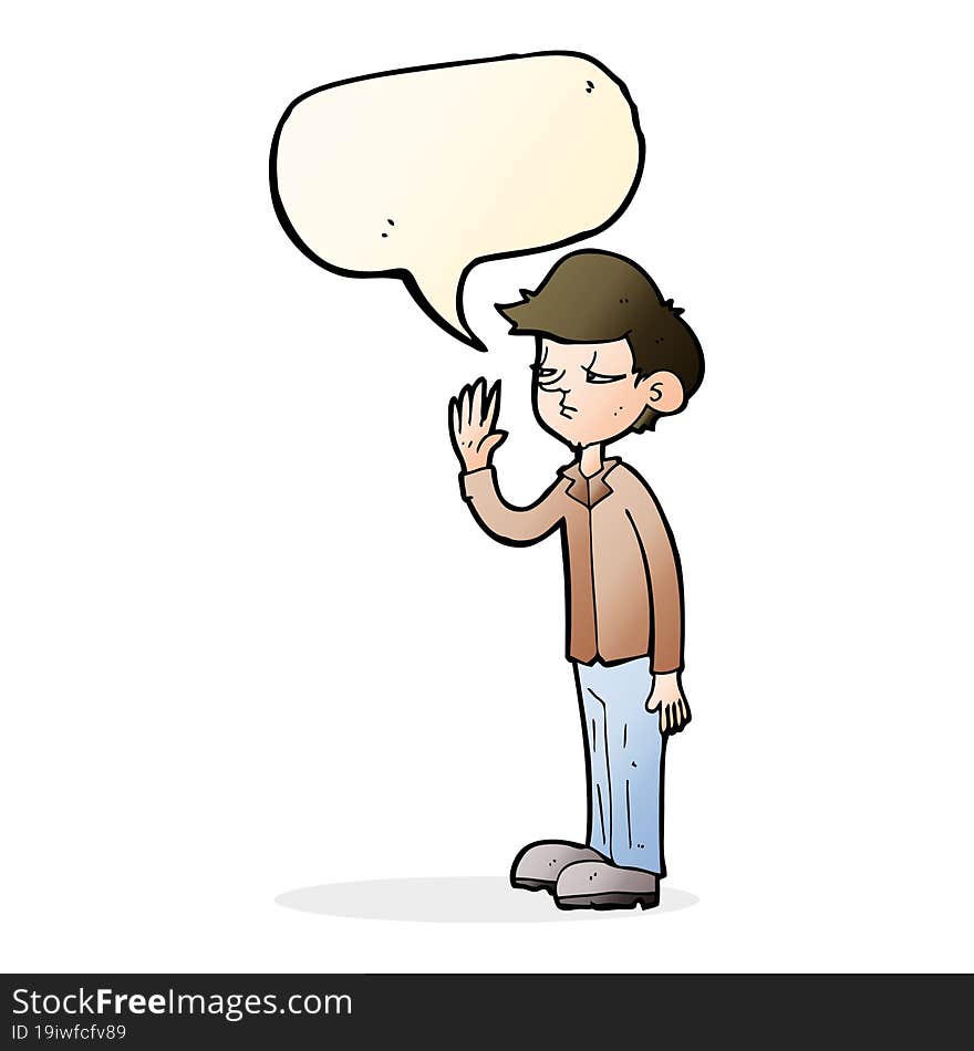 cartoon arrogant boy with speech bubble