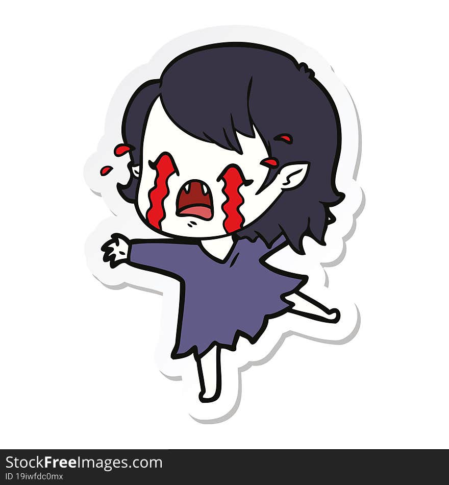 Sticker Of A Cartoon Crying Vampire Girl