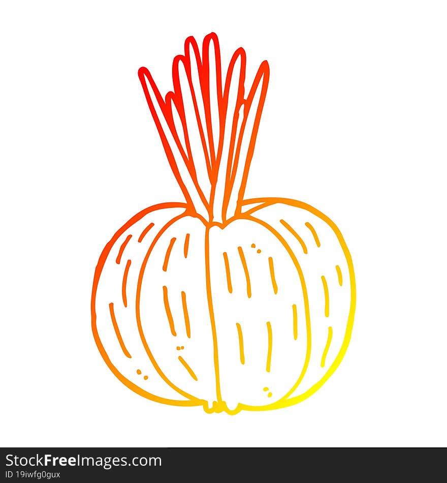 Warm Gradient Line Drawing Cartoon Vegetable