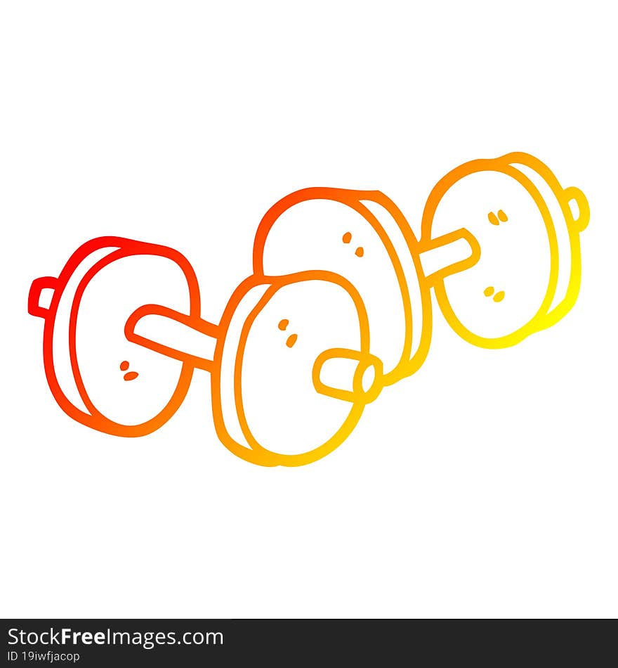 warm gradient line drawing cartoon pair of dumbbells