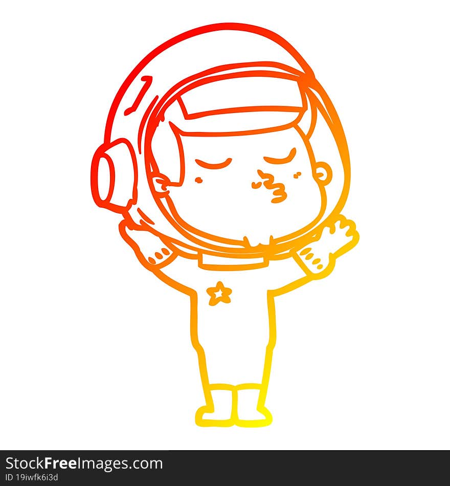 warm gradient line drawing cartoon confident astronaut