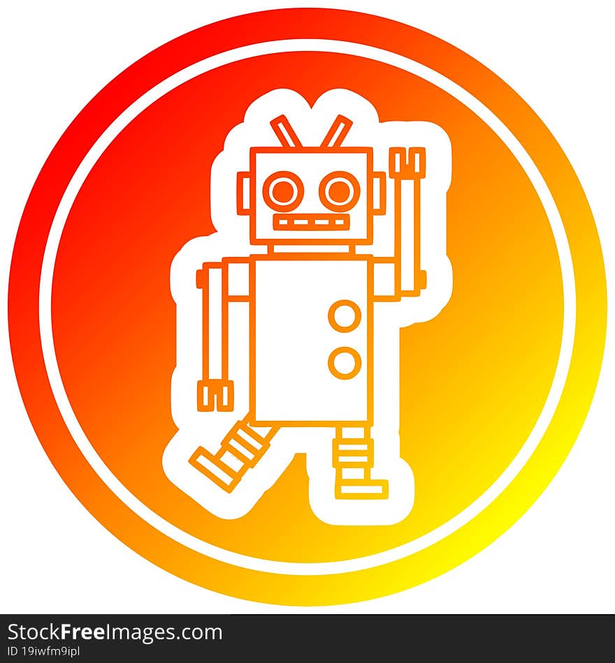 dancing robot circular in hot gradient spectrum