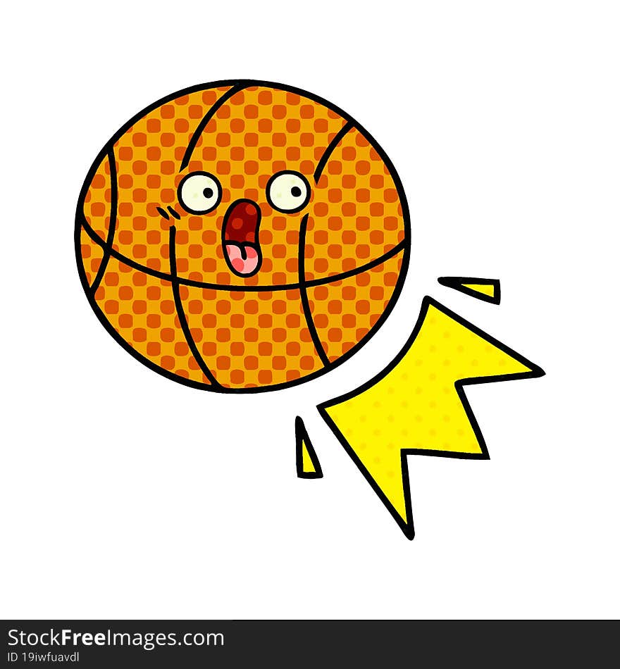 comic book style cartoon of a basketball