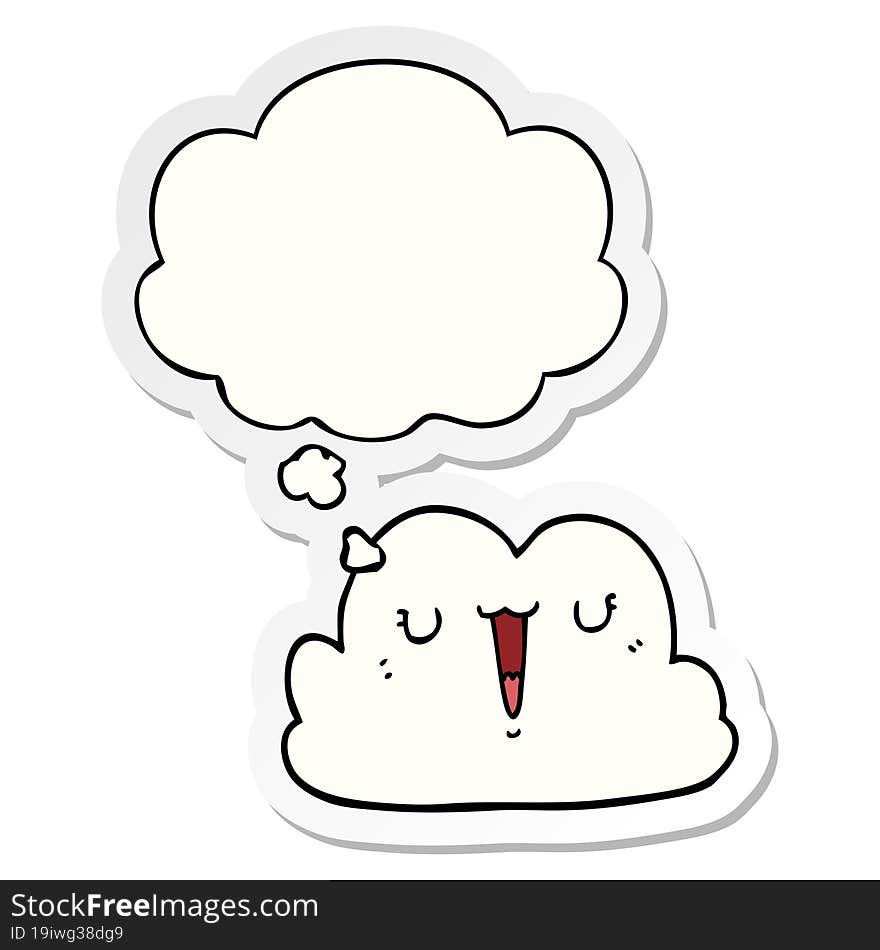 cute cartoon cloud and thought bubble as a printed sticker