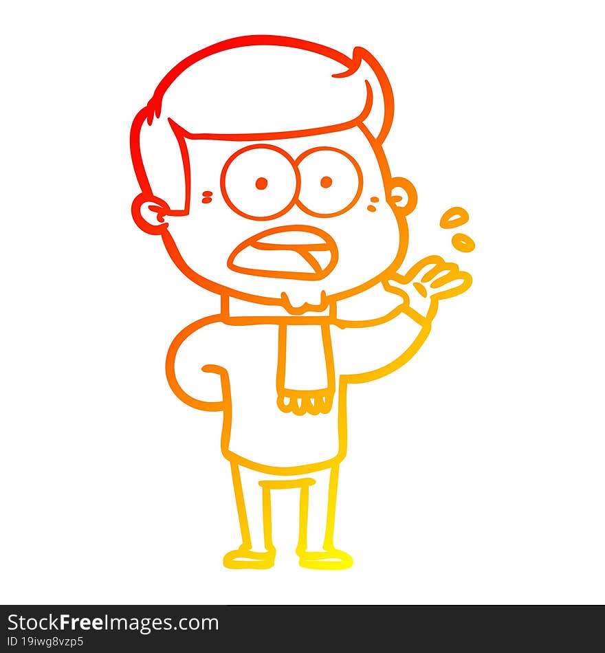 Warm Gradient Line Drawing Cartoon Shocked Man