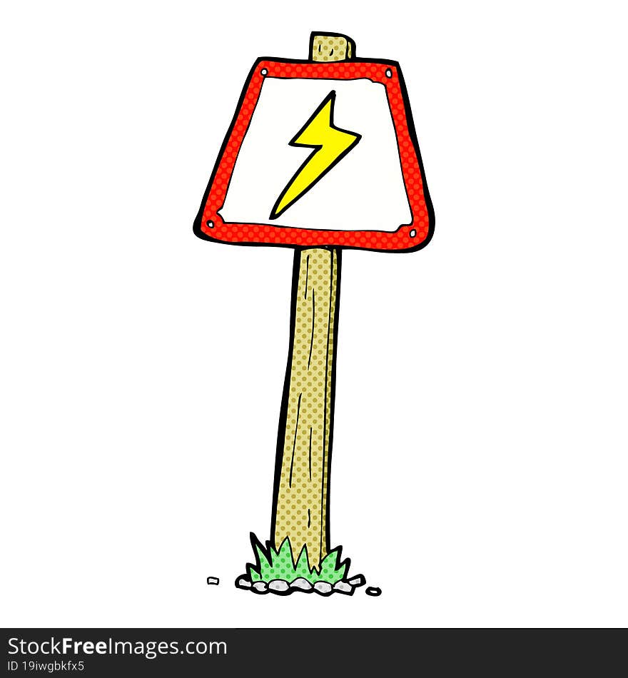 cartoon electrical warning sign