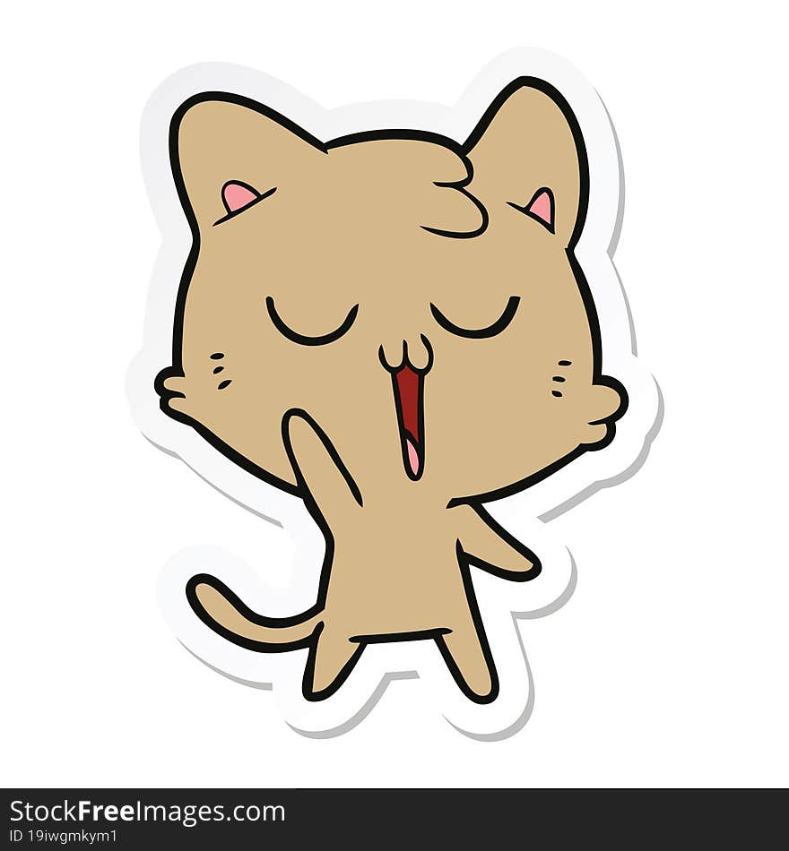 sticker of a cartoon cat singing