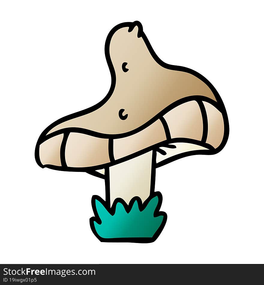 hand drawn gradient cartoon doodle of a single mushroom