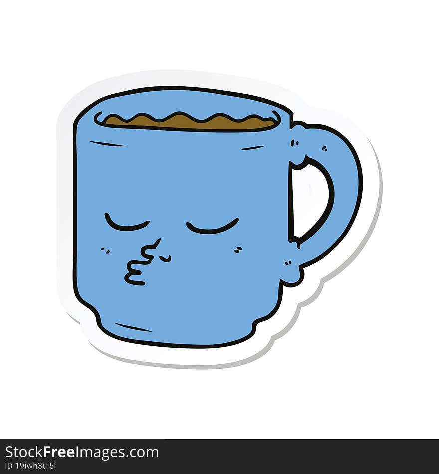 Sticker Of A Cartoon Coffee Mug