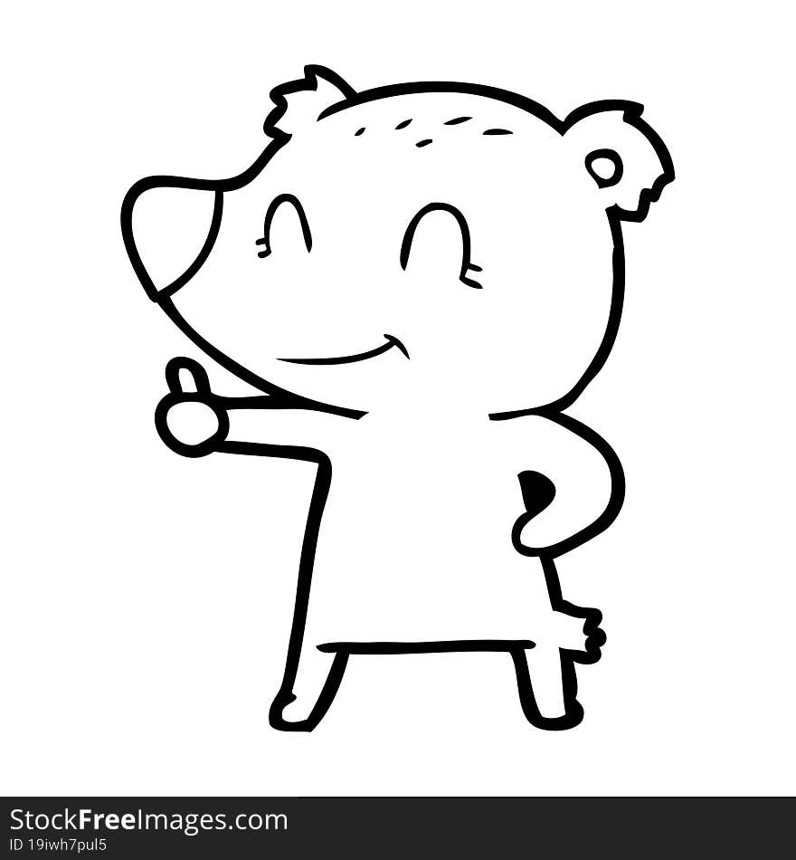 cartoon bear giving thumbs up sign. cartoon bear giving thumbs up sign