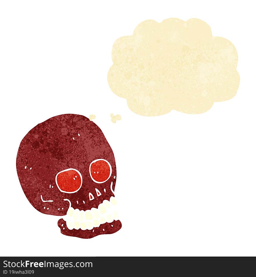 cartoon skull with thought bubble