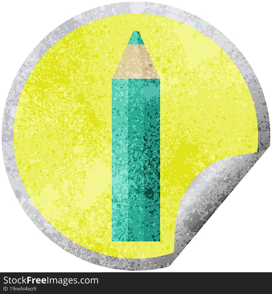 green coloring pencil graphic circular sticker