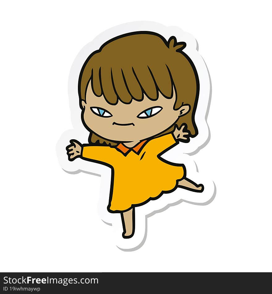 sticker of a cartoon woman