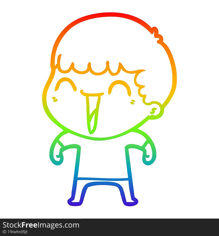 rainbow gradient line drawing of a cartoon happy man