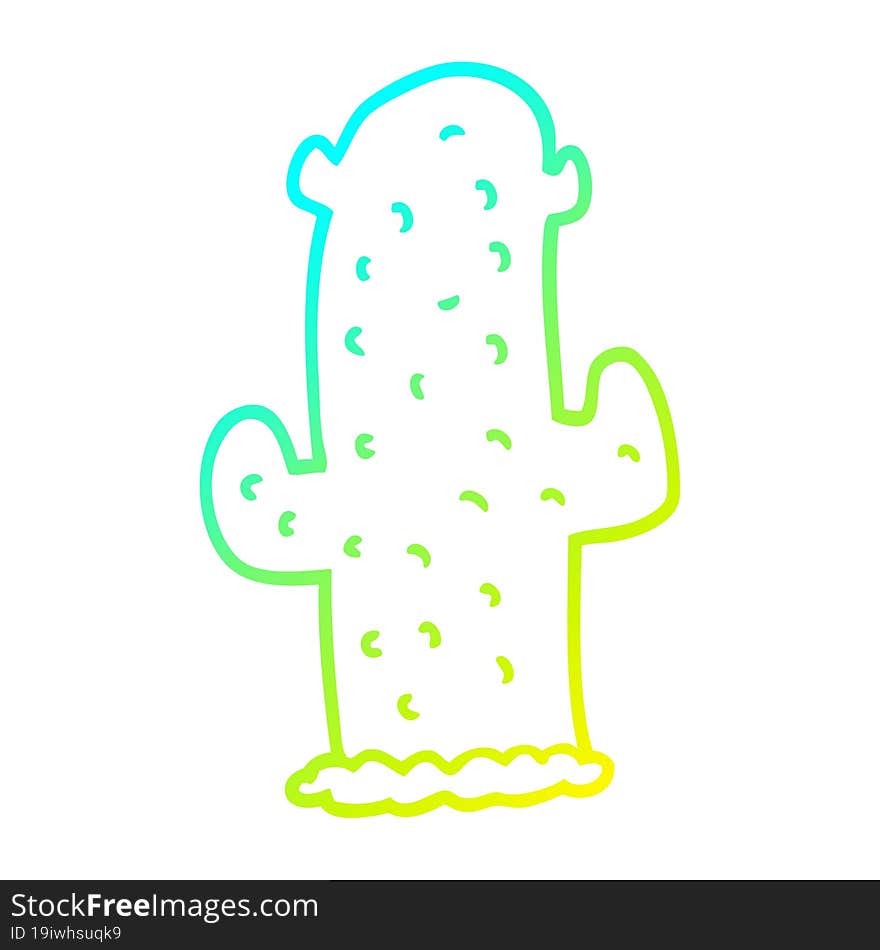 cold gradient line drawing cartoon cactus