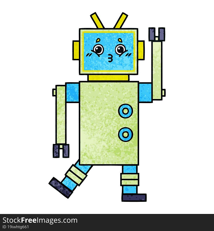 Retro Grunge Texture Cartoon Robot