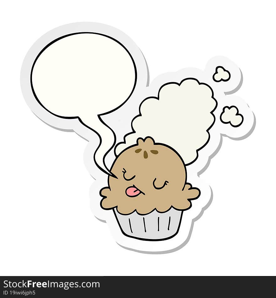 Cute Cartoon Pie And Speech Bubble Sticker