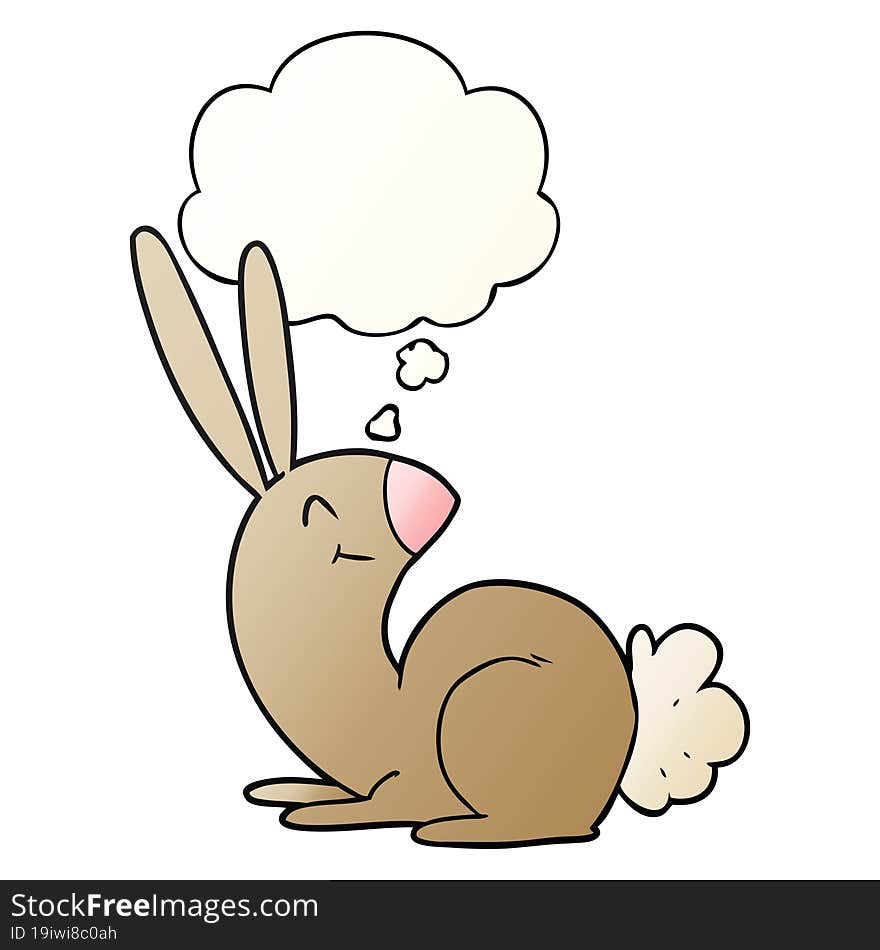 cute cartoon rabbit with thought bubble in smooth gradient style