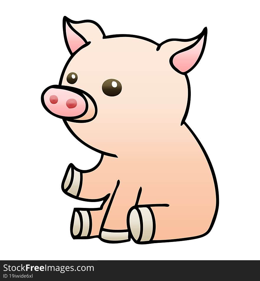 gradient shaded quirky cartoon pig. gradient shaded quirky cartoon pig