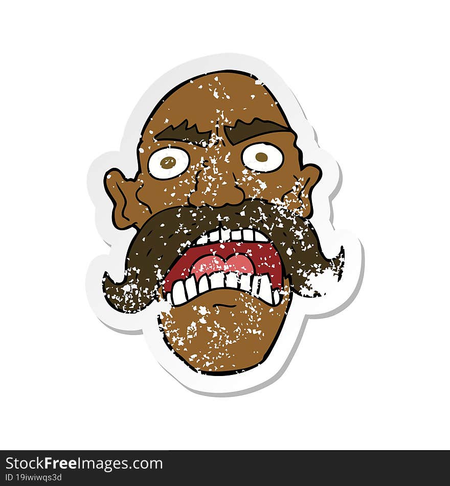 retro distressed sticker of a cartoon angry old man