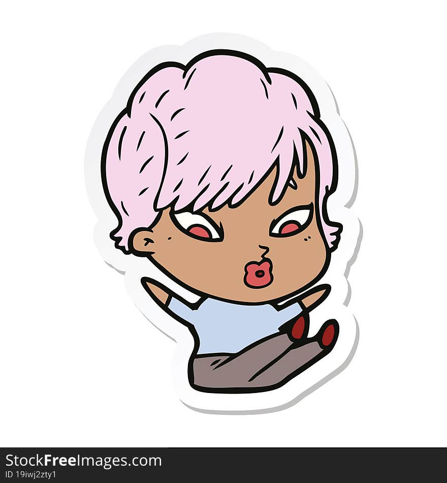 sticker of a cartoon woman