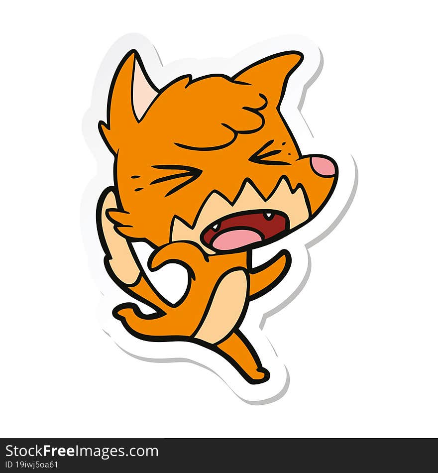 Sticker Of A Angry Cartoon Fox Running