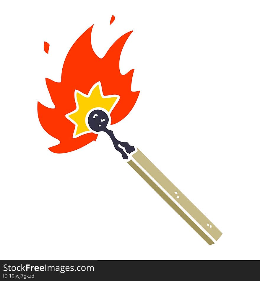 Flat Color Style Cartoon Burning Match