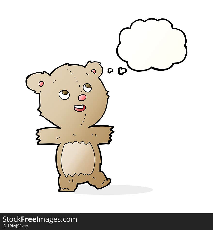 cartoon teddy bear with thought bubble