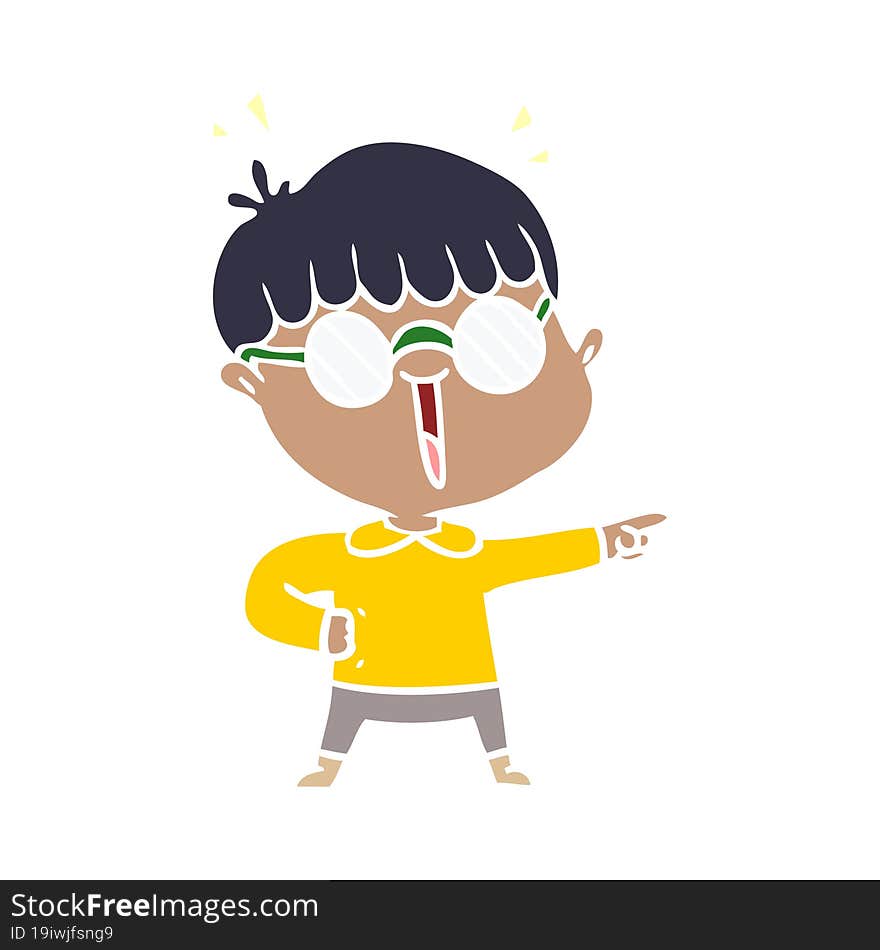 flat color style cartoon boy wearing spectacles