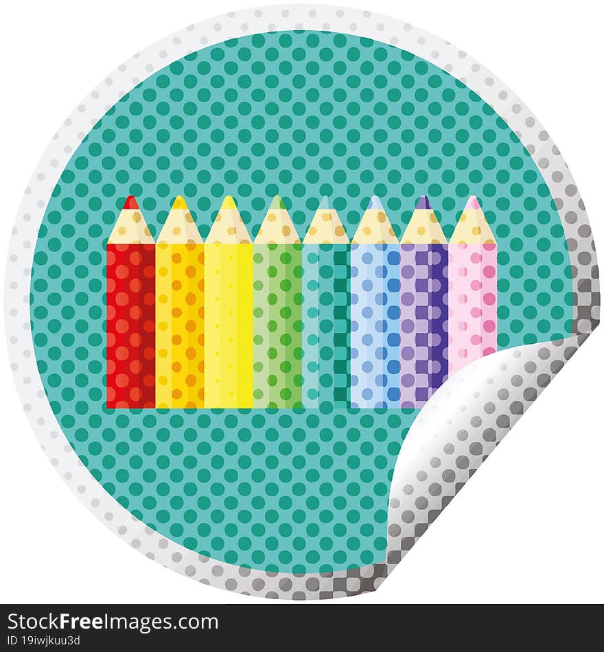 color pencils graphic circular sticker