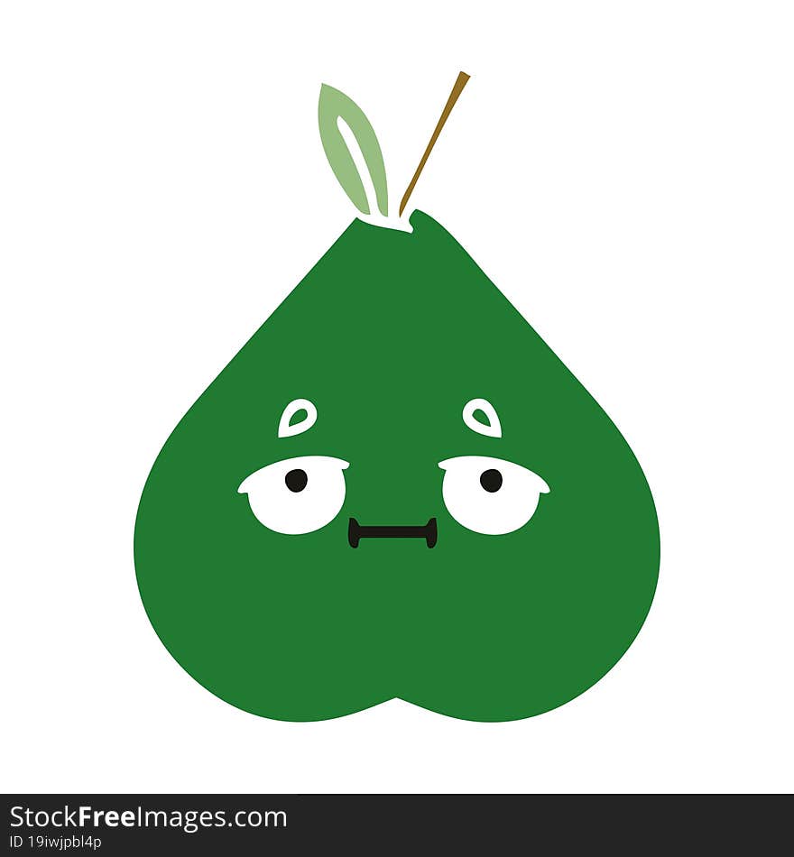 flat color retro cartoon of a pear