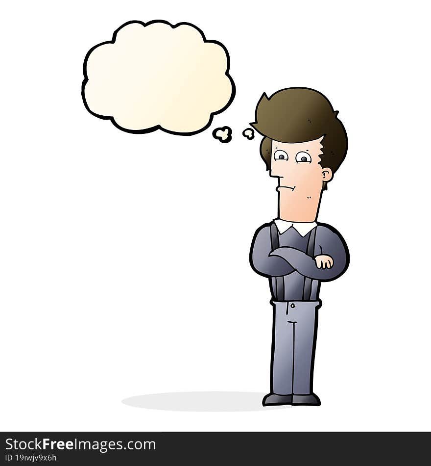 Cartoon Annoyed Man With Thought Bubble