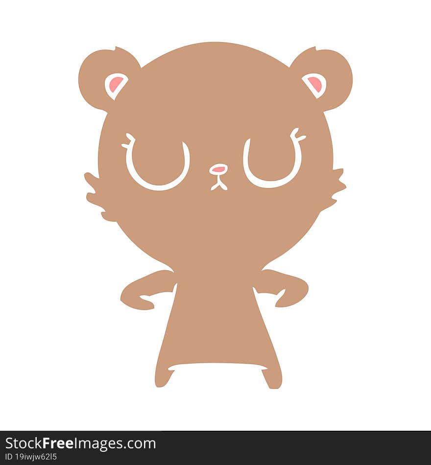 peaceful flat color style cartoon bear cub