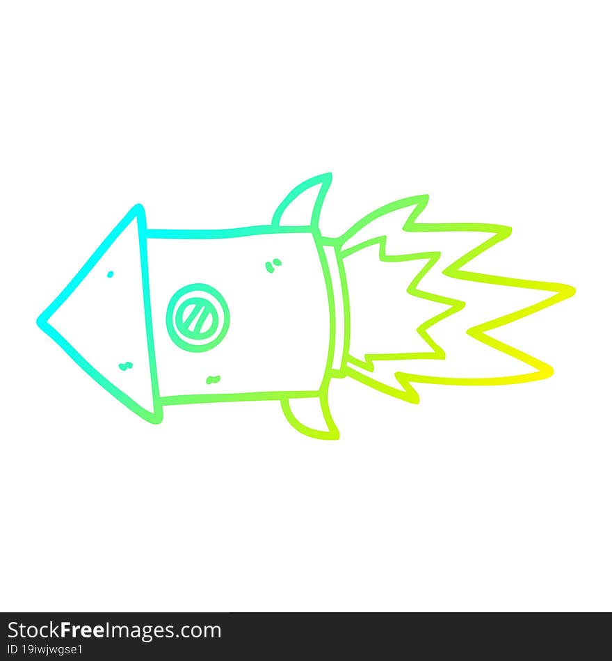 cold gradient line drawing cartoon space rocket