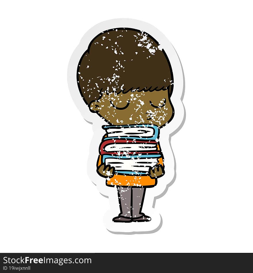 distressed sticker of a cartoon calm boy