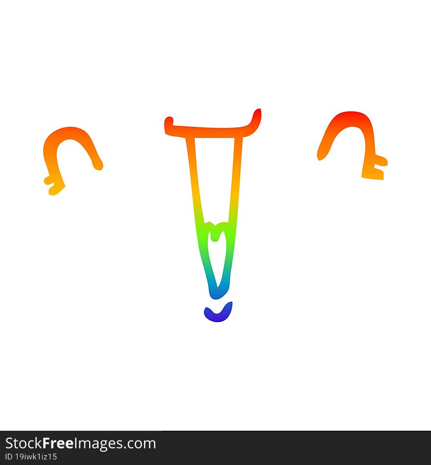 Rainbow Gradient Line Drawing Cute Cartoon Face