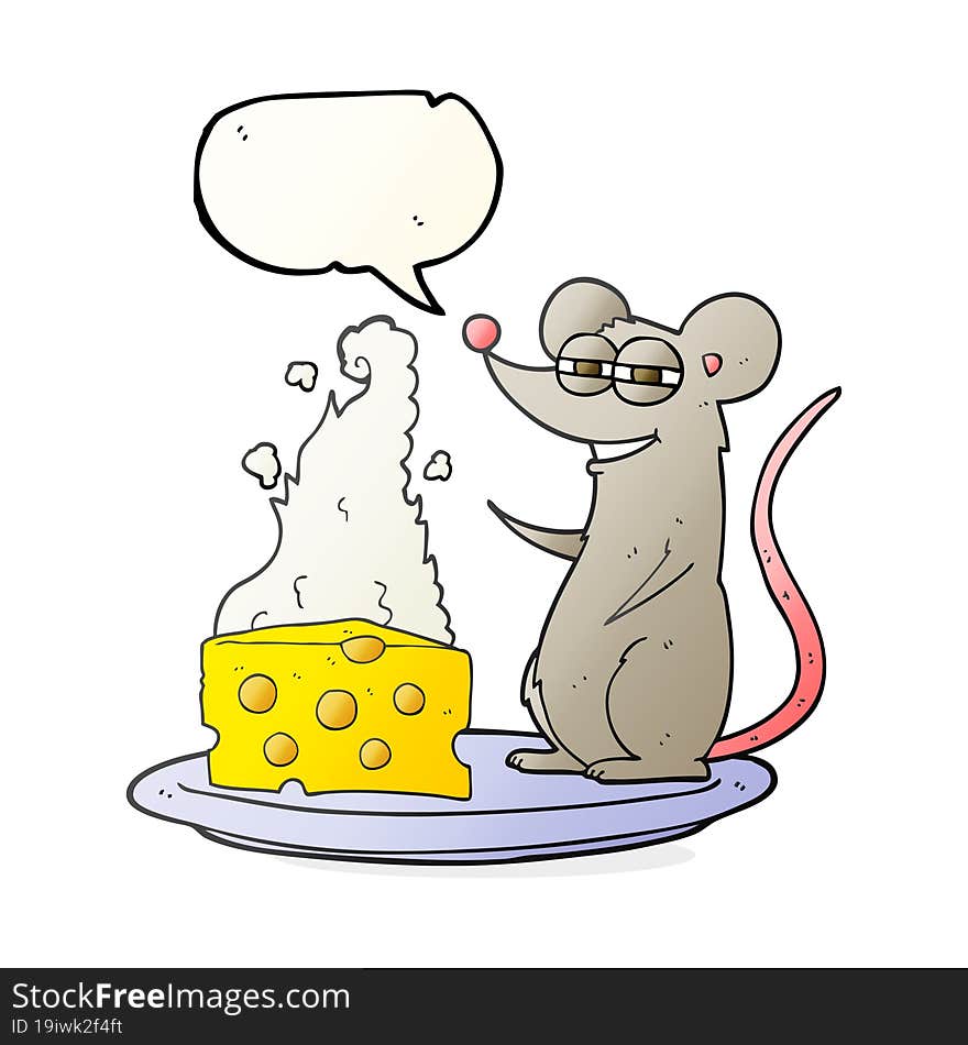 Speech Bubble Cartoon Mouse With Cheese