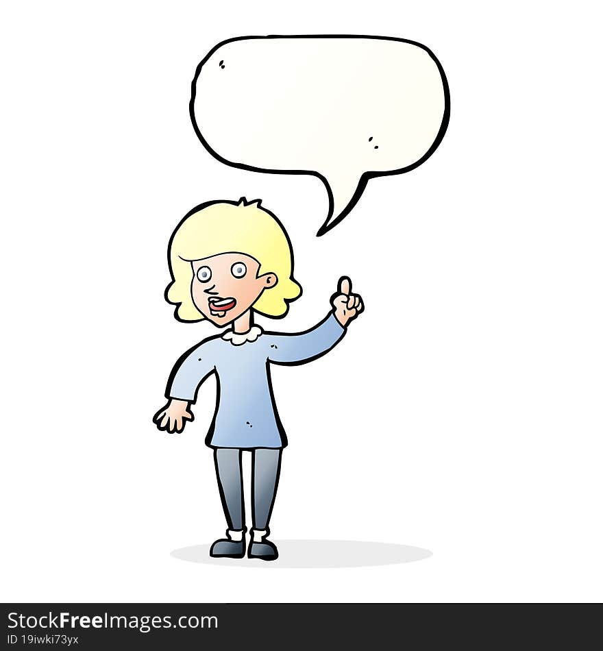 cartoon woman with idea with speech bubble