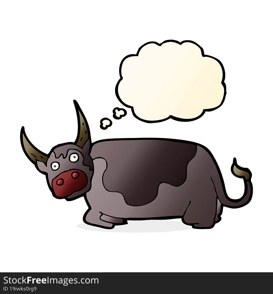 Cartoon Bull With Thought Bubble