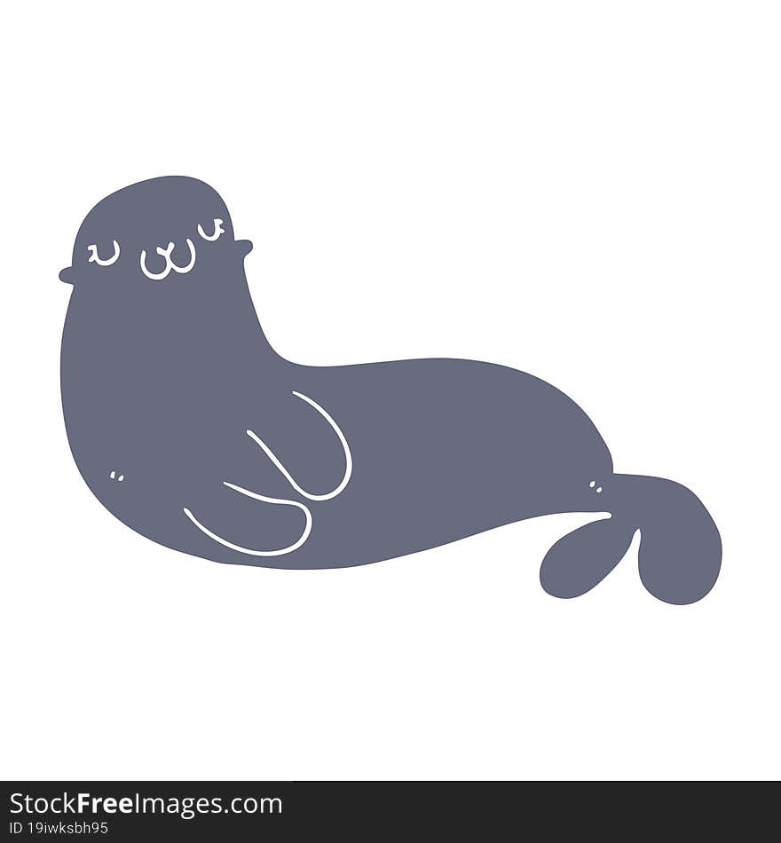 Cute Flat Color Style Cartoon Seal