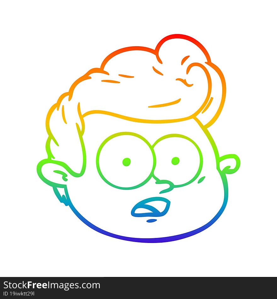 rainbow gradient line drawing cartoon male face