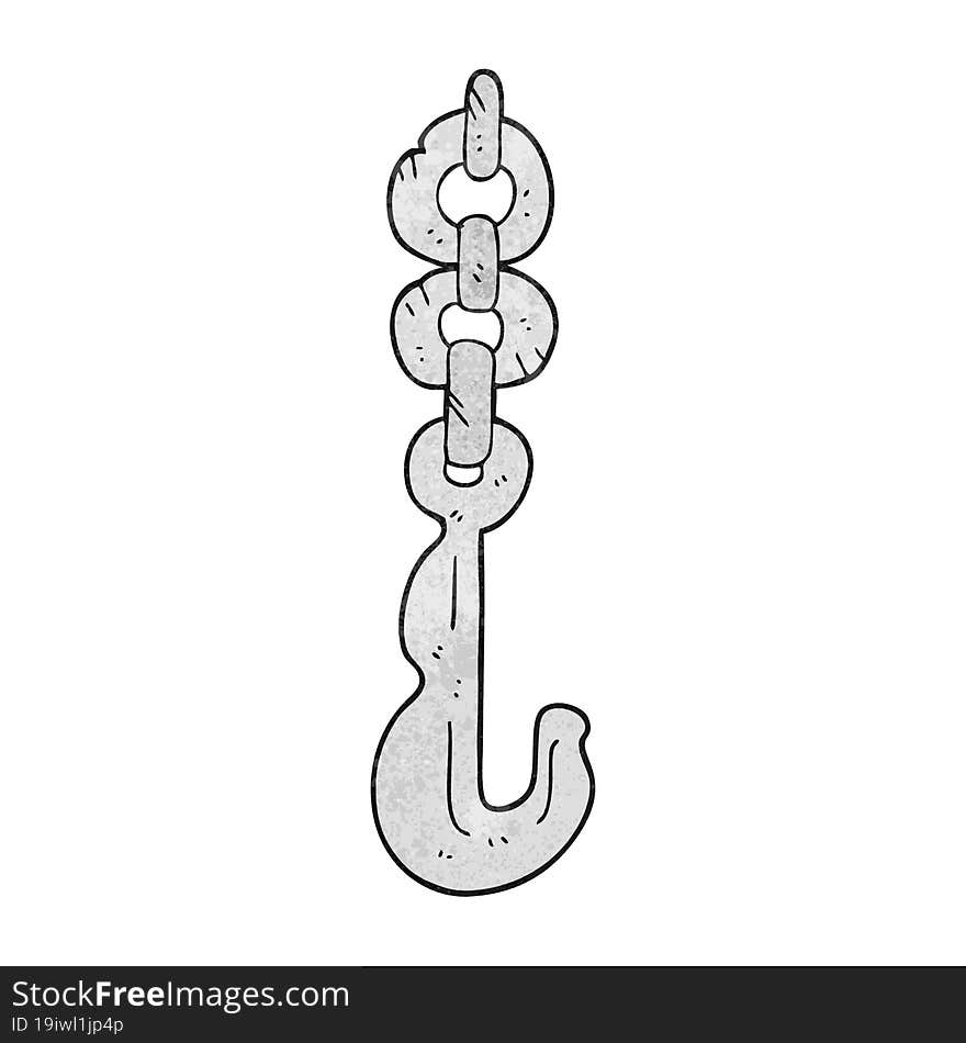 freehand textured cartoon hook and chain