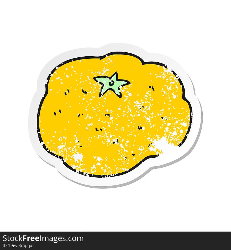 retro distressed sticker of a cartoon satsuma