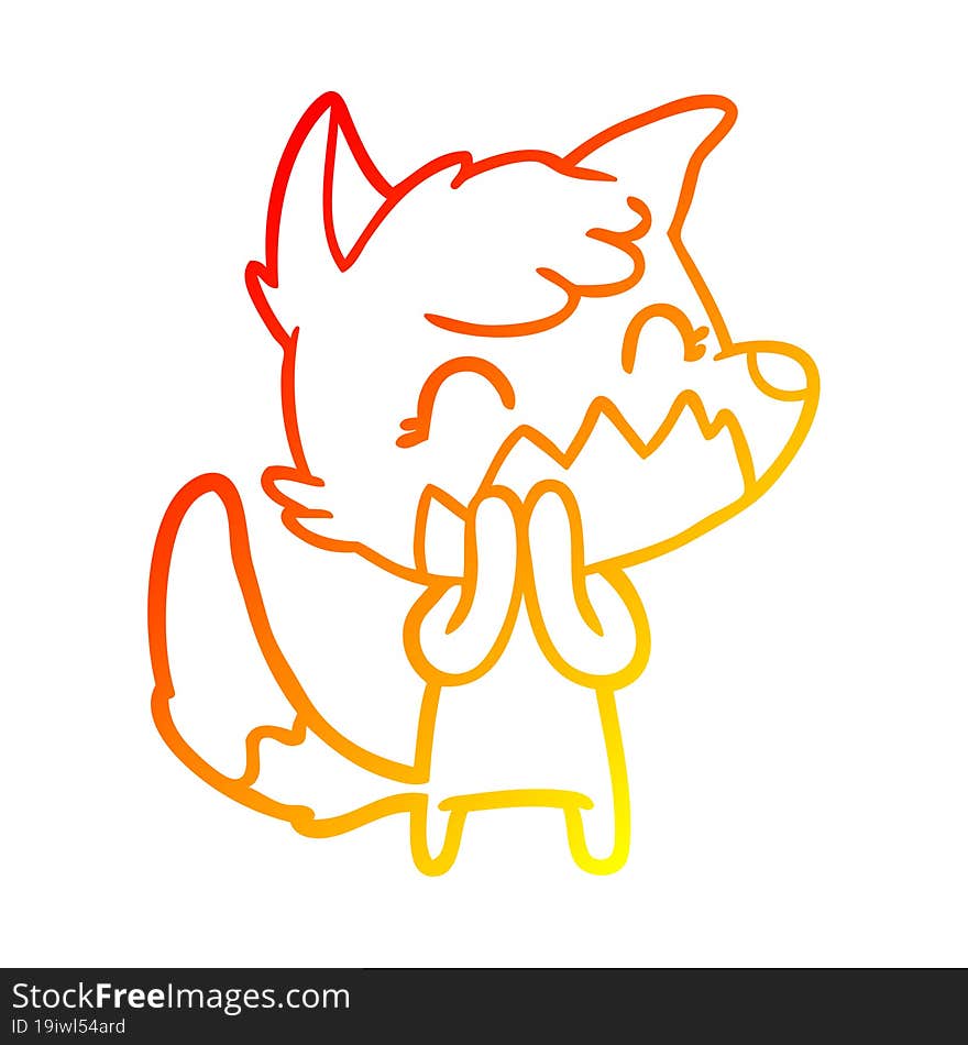 warm gradient line drawing happy cartoon fox