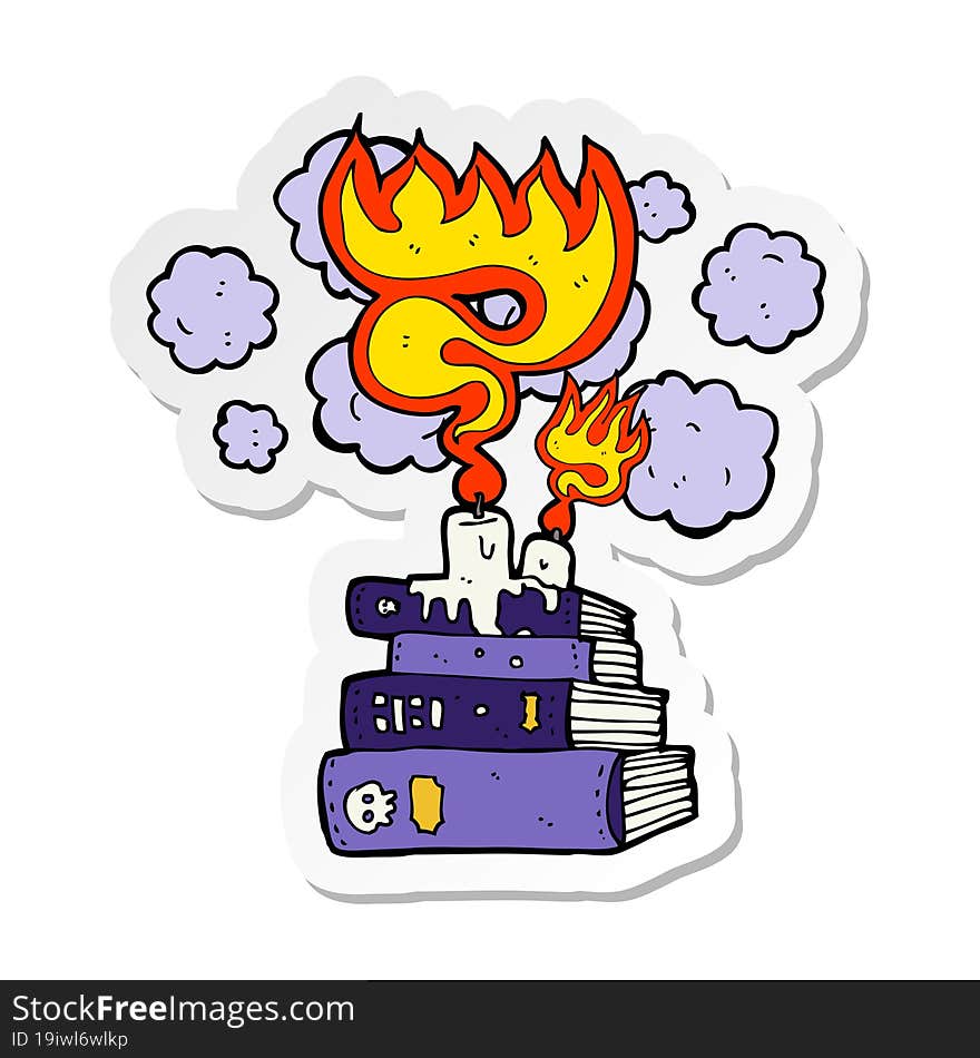 sticker of a cartoon magical spell books