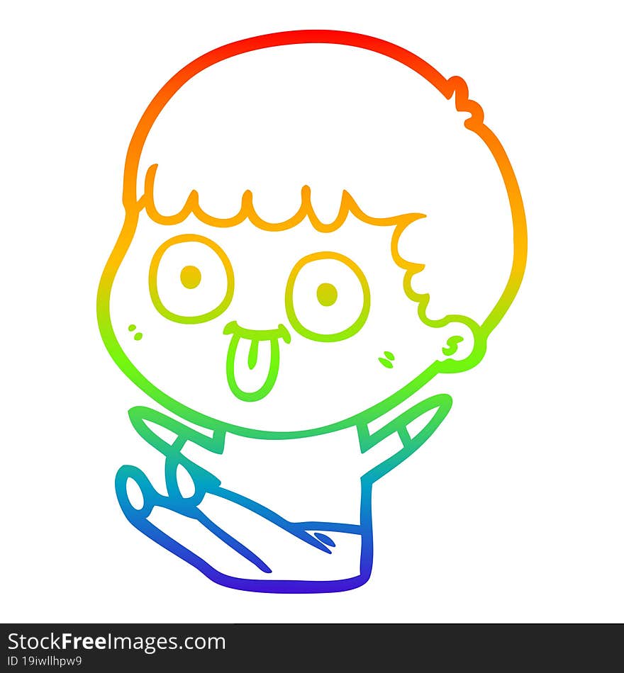 rainbow gradient line drawing of a cartoon man staring