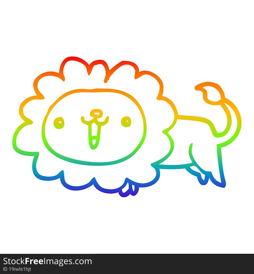 rainbow gradient line drawing cute cartoon lion