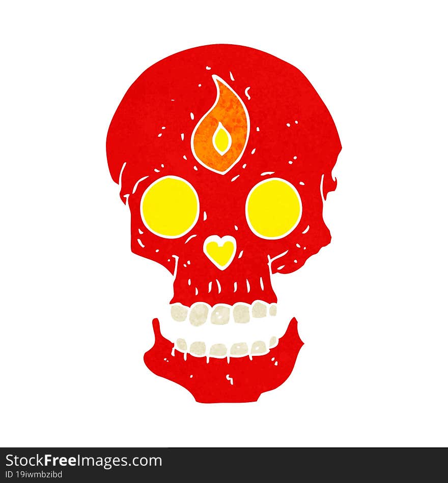 cartoon mystic skull